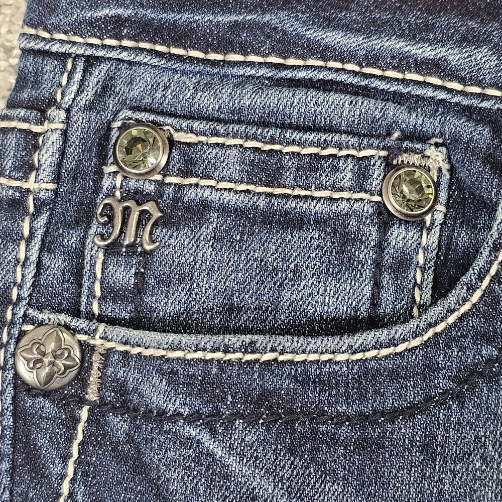 Miss Me Bootcut Dark Wash Denim Jeans Women's 29 Distressed Western Rock Boot‎ - Picture 11 of 11
